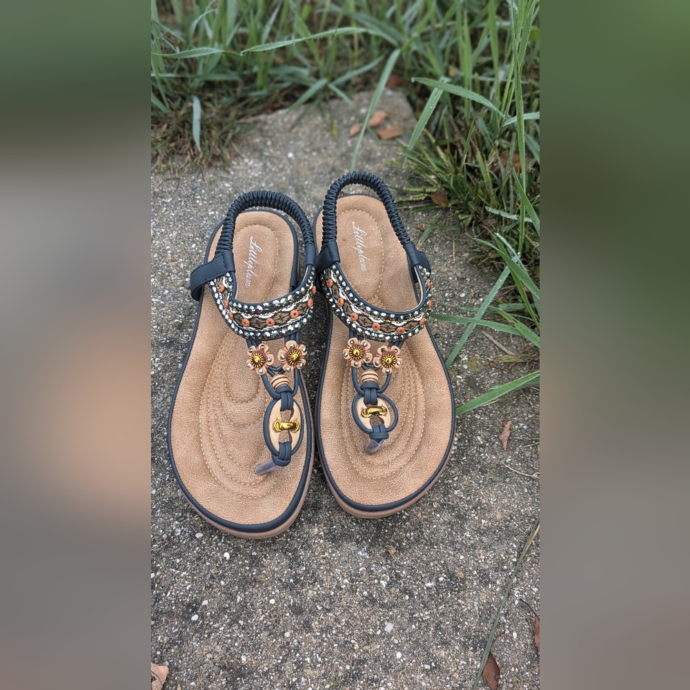 Littleplum Bohemian Style Navy Blue Sandals